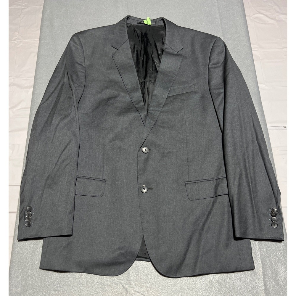 Hugo Boss Mens 44R Gray Guabello Super 120 Wool Two Button Blazer Suit Jacket